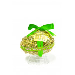 Base Cioccolato al pistacchio, strato di spalmabile al pistacchio ricoperto di granella di PISTACCHIO